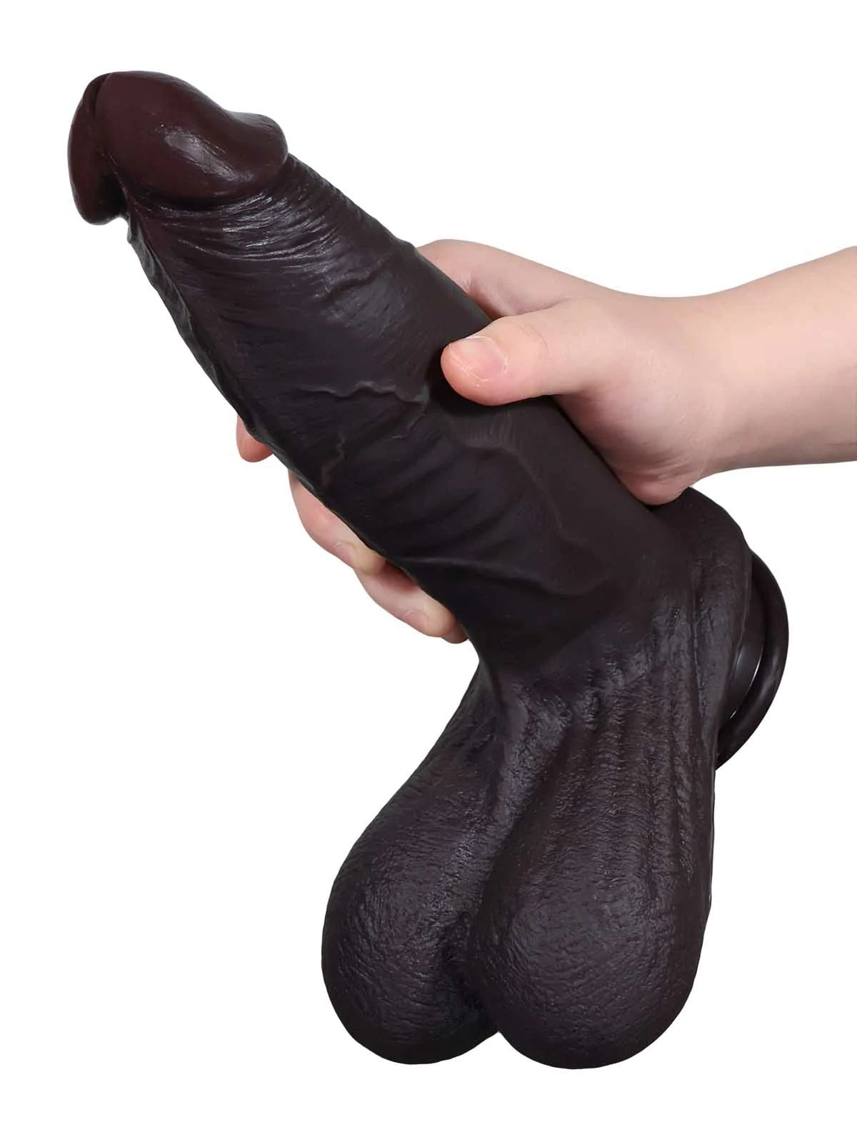 Hendrik - Grote Zwarte Realistische Slidingskin Dildo met Verdikkende Schacht - 26,5 cm
