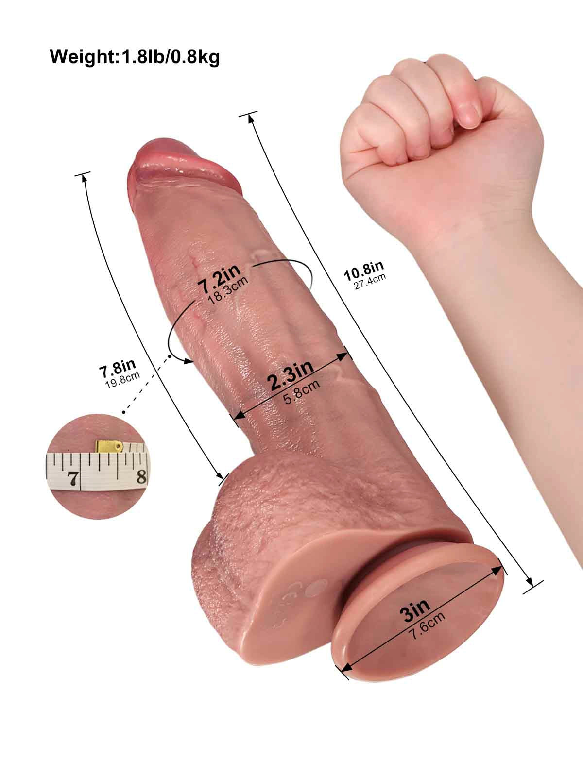 Henly - Vibrerende Stotende Dildo met Vol Corpus en Verjongde Eikel - 27,4 cm