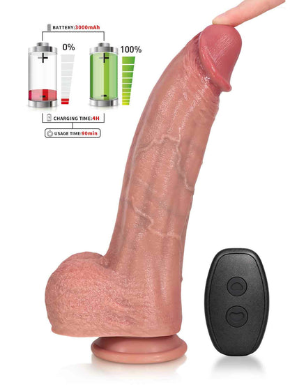 Henly - Vibrerende Stotende Dildo met Vol Corpus en Verjongde Eikel - 27,4 cm