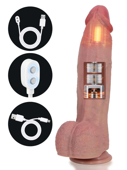 Henly - Vibrerende Stotende Dildo met Vol Corpus en Verjongde Eikel - 27,4 cm