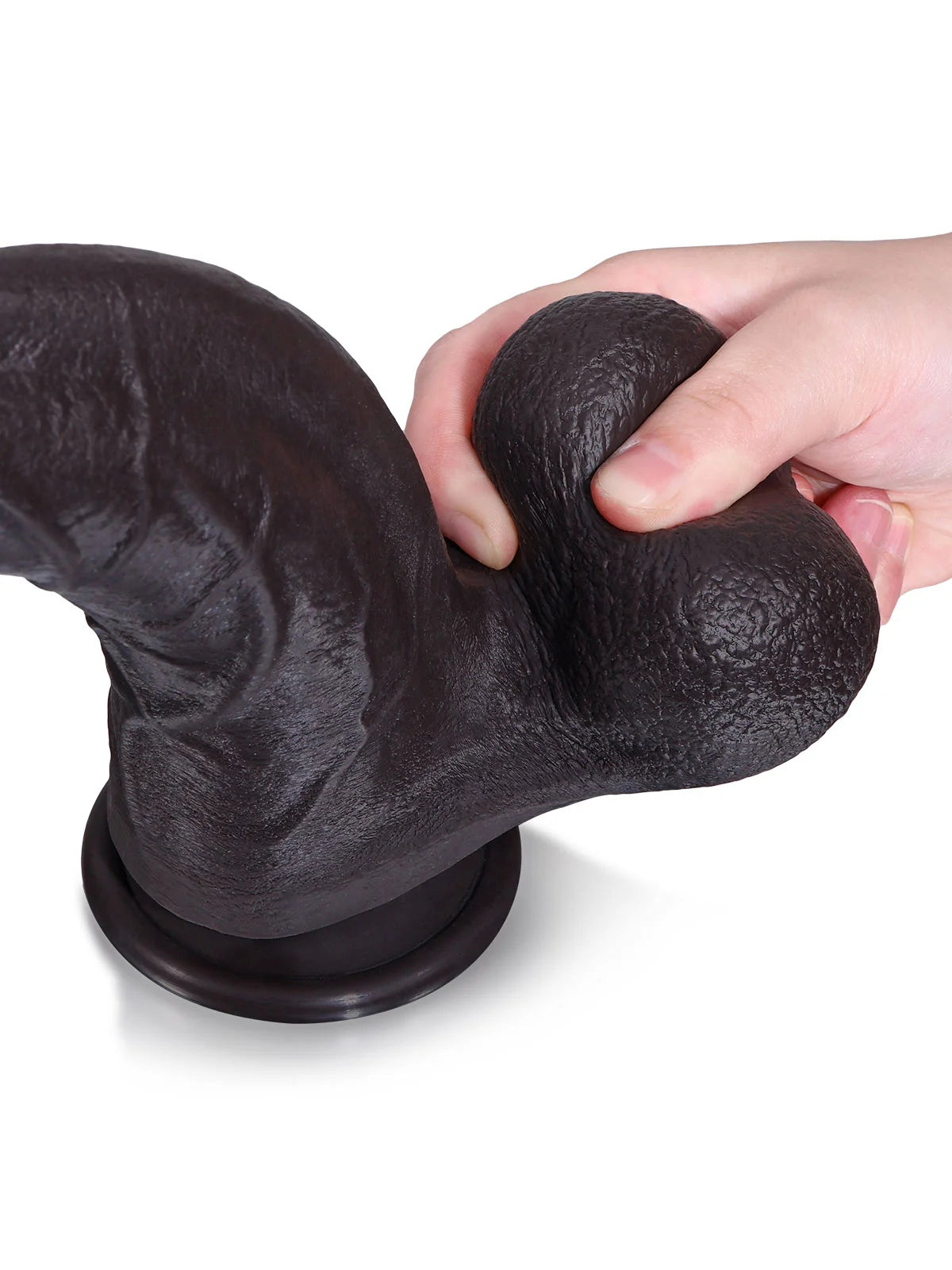 Honder - Zwarte Realistische Gebogen G-Punt Dildo met Progressief Corpus - 23 cm
