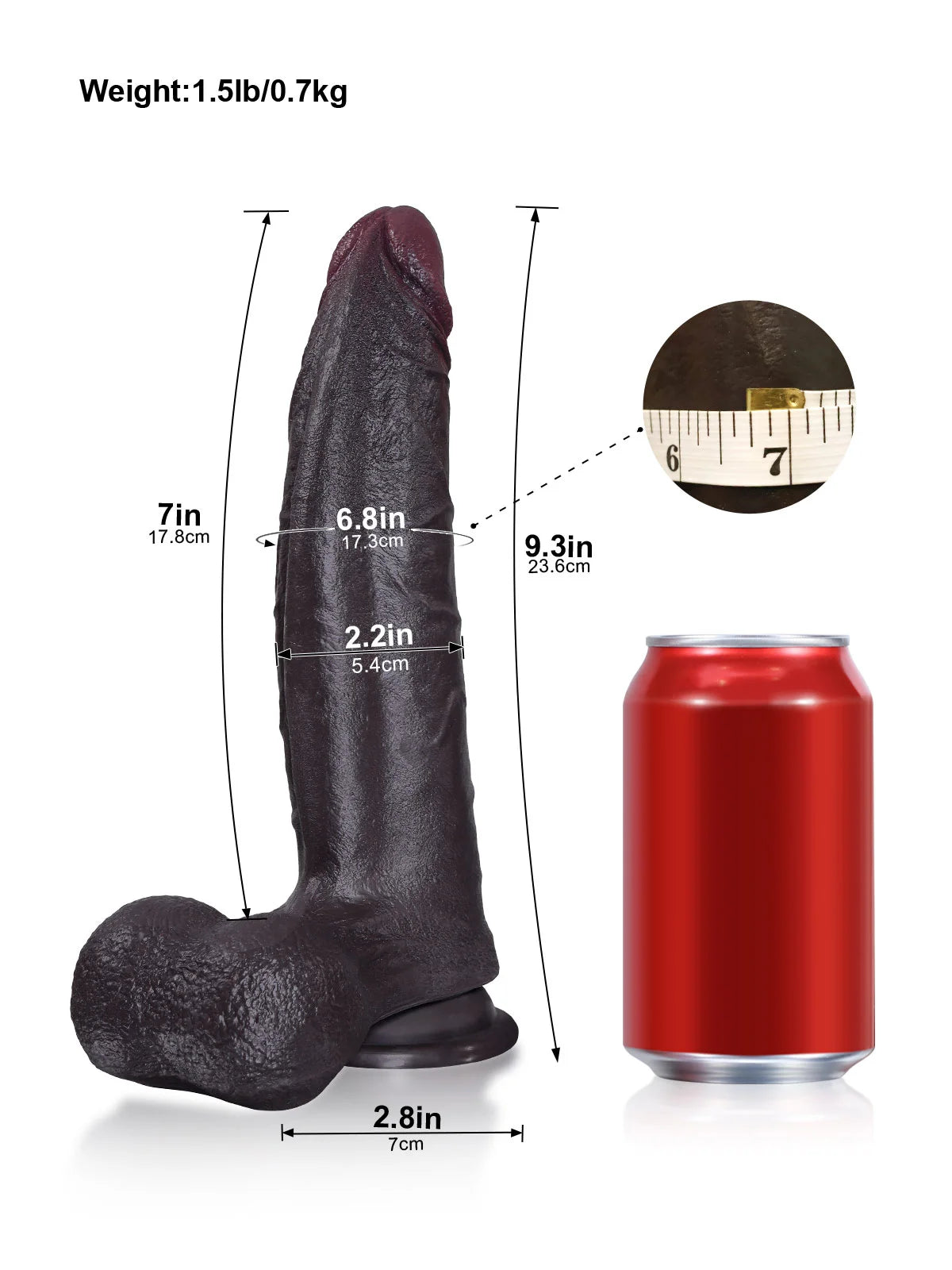 Honder - Zwarte Realistische Gebogen G-Punt Dildo met Progressief Corpus - 23 cm