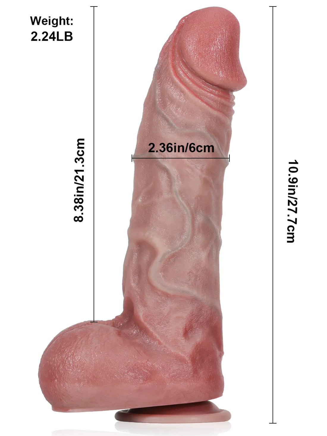 Jan - Realistische Stotende Dildo Met Afstandsbediening - 27.7 cm
