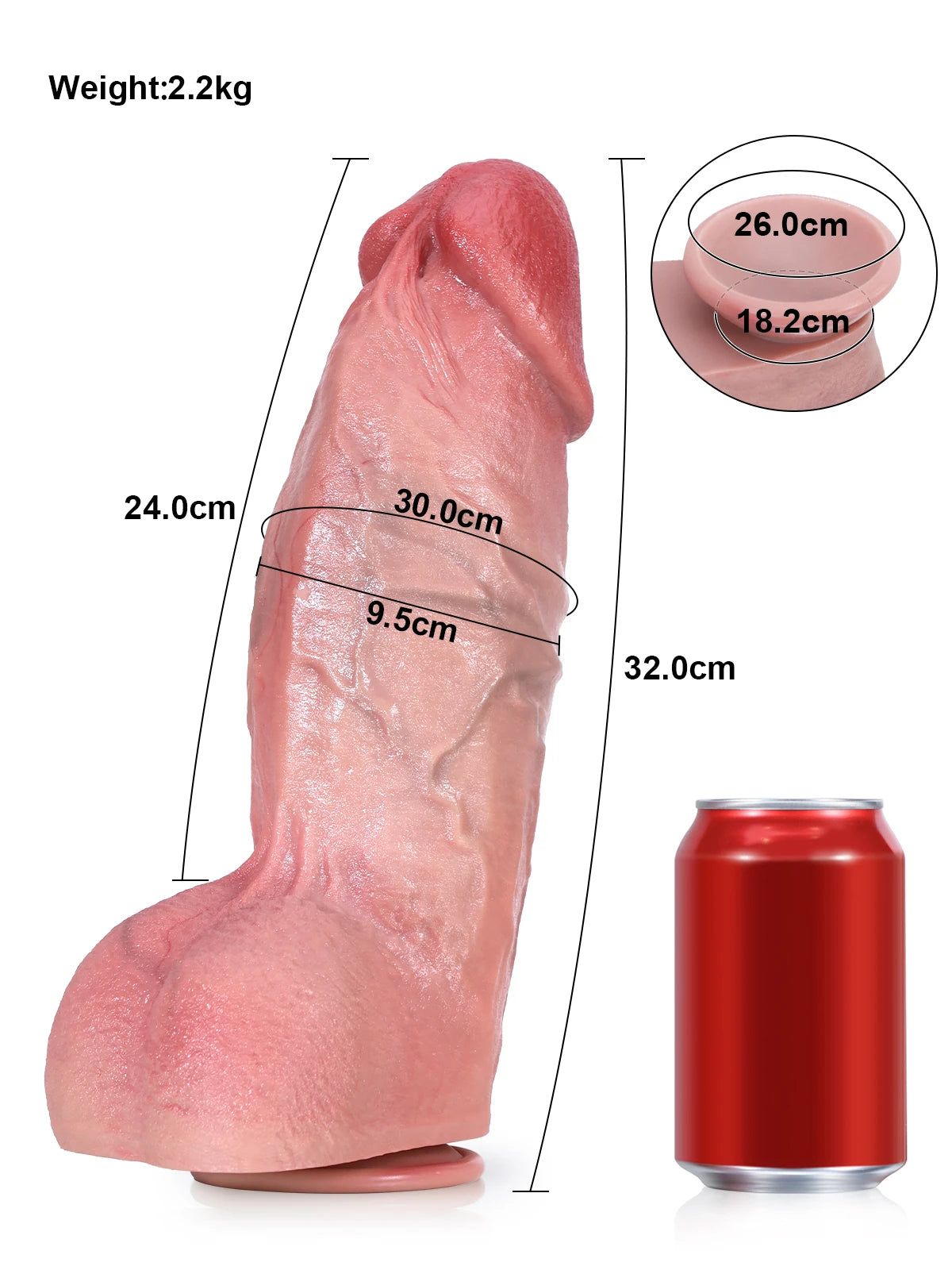Jens - Extra Dikke Realistische Dildo Met Zuignap - 27,5 cm