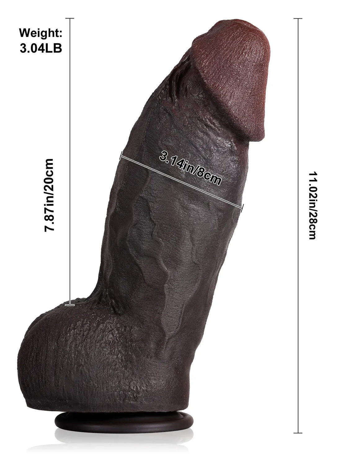 Nino - Dikke Zwarte Realistische Dildo Met Zuignap - 28 cm
