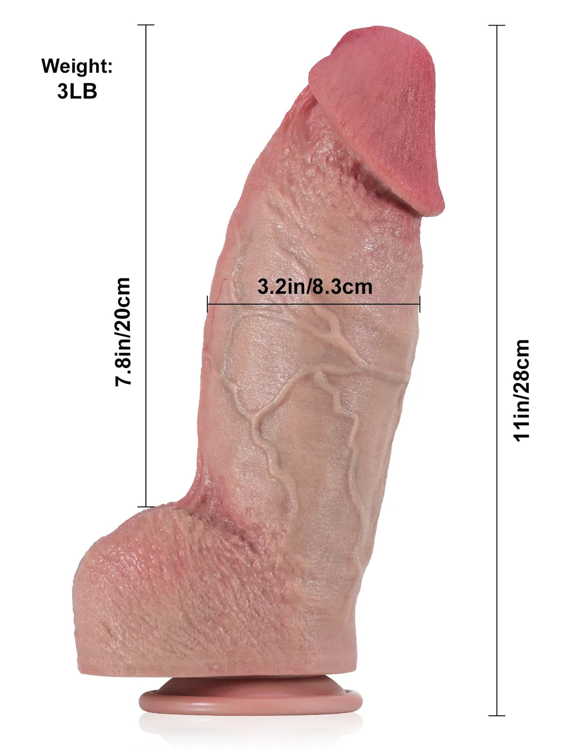 Jens - Extra Dikke Realistische Dildo Met Zuignap - 28 cm