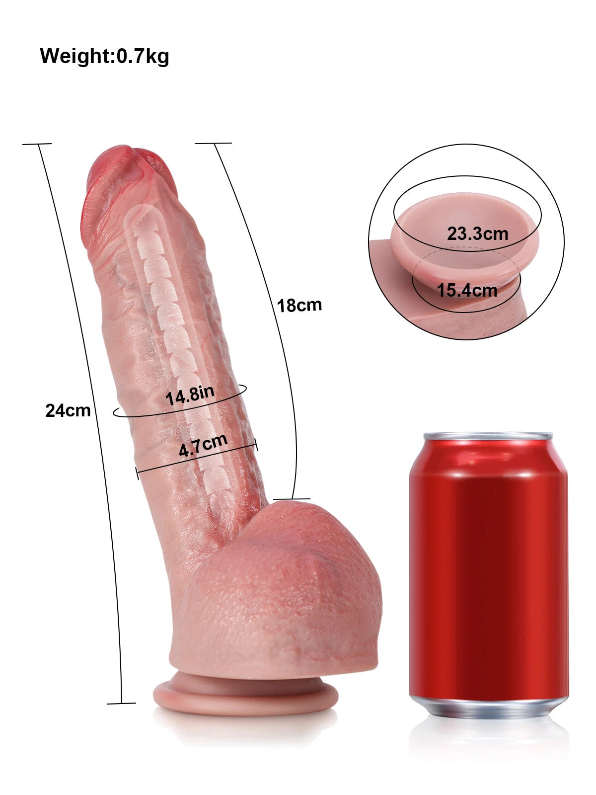 Jesse - Grote Siliconen Dildo Met Flexibel Kern - 24 cm