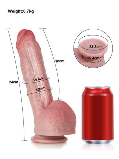 Jesse - Grote Siliconen Dildo Met Flexibel Kern - 24 cm