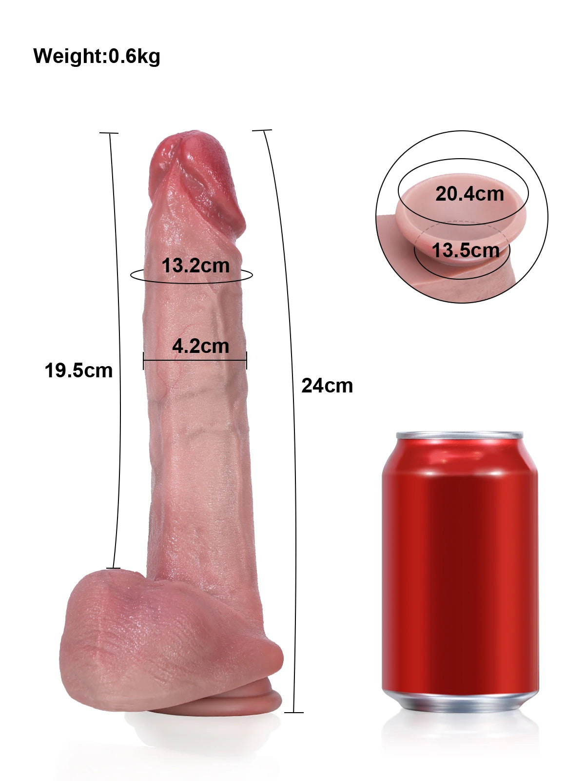 Jonathan - Realistische Dual-Density Dildo met Gesculptureerde Top - 24 cm