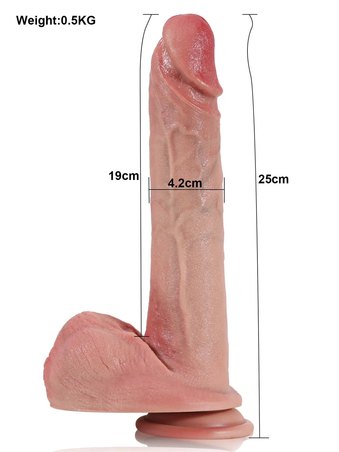 Jonathan - Realistische Dual-Density Dildo met Gesculptureerde Top - 25 cm
