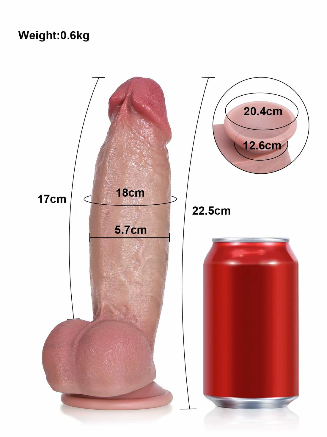 Kimi - Realistische Dildo met Dubbele Dichtheid voor Beginners - 22,5 cm
