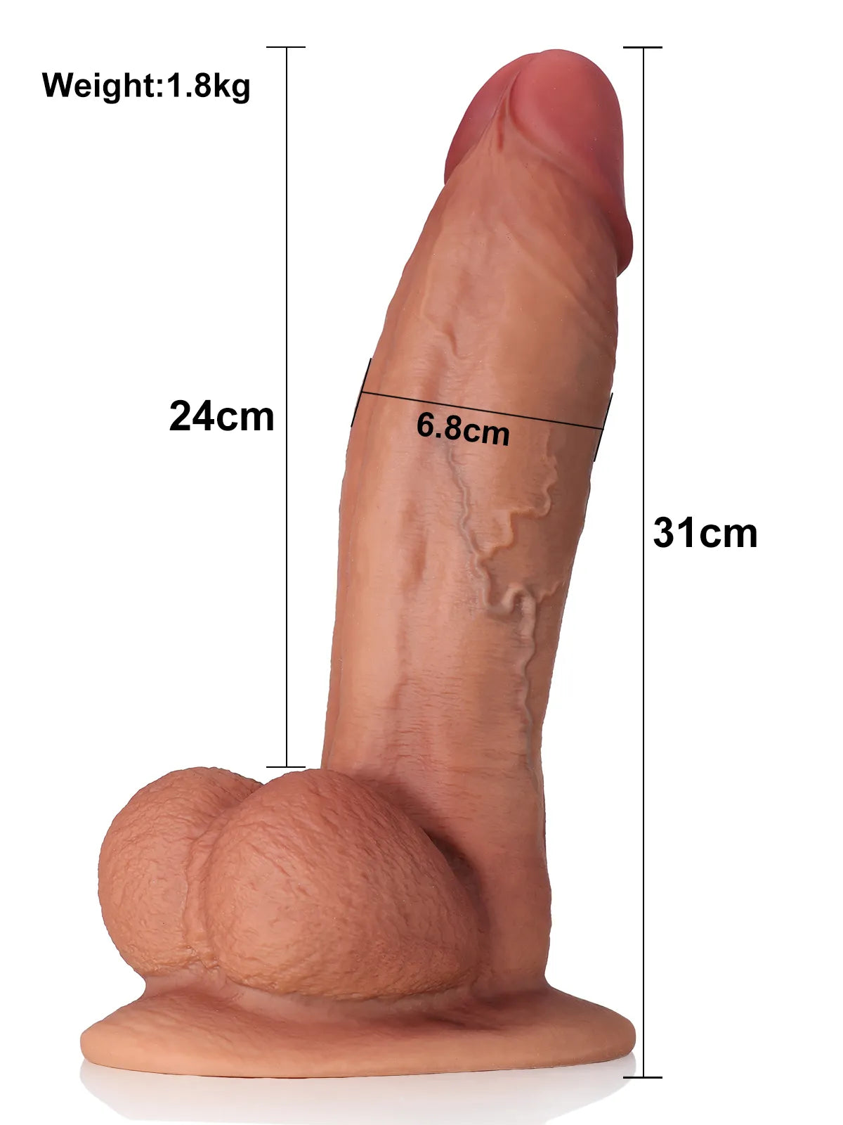 Koen - Realistische Extra Dikke Dildo Met Brede Basis - 31cm