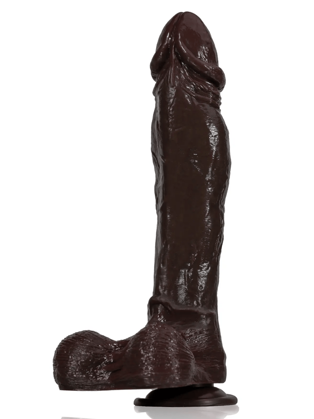 Ronny - Zwarte Realistische Siliconen Stotende Dildo - 27 cm