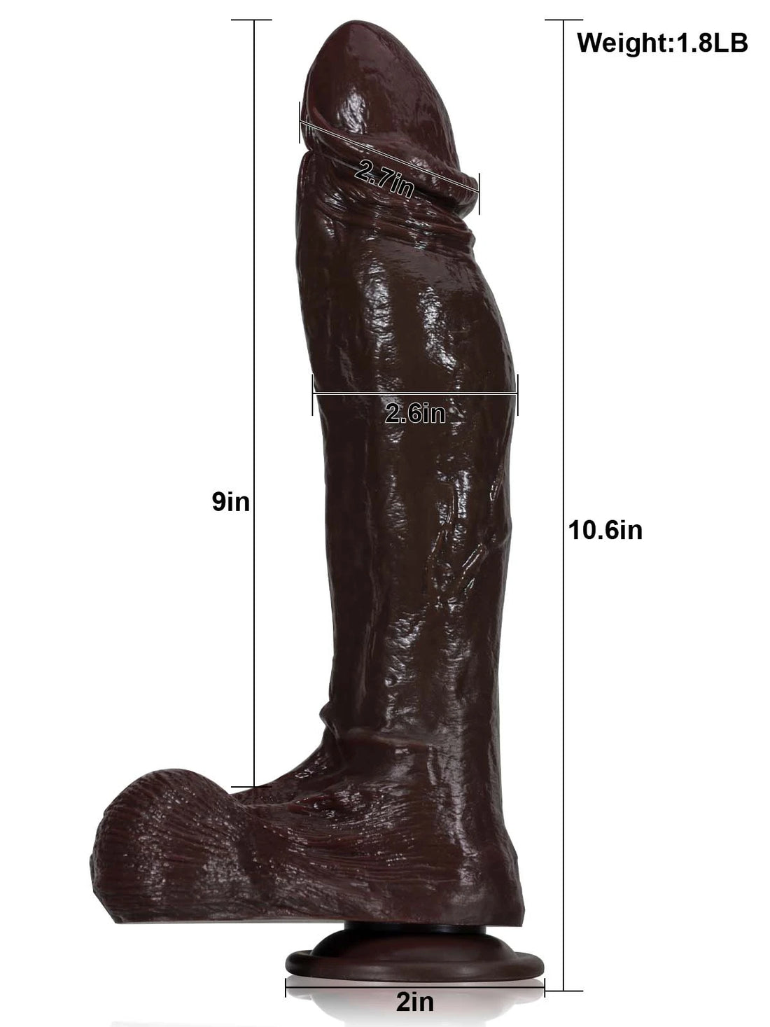 Ronny - Zwarte Realistische Siliconen Stotende Dildo - 27 cm