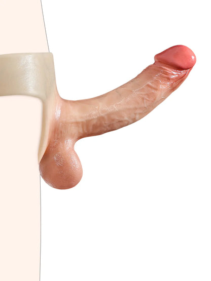 Lesbische Voorbind Dildo met Realistische Siliconen Stevige Dildo en Ballen - 18 cm