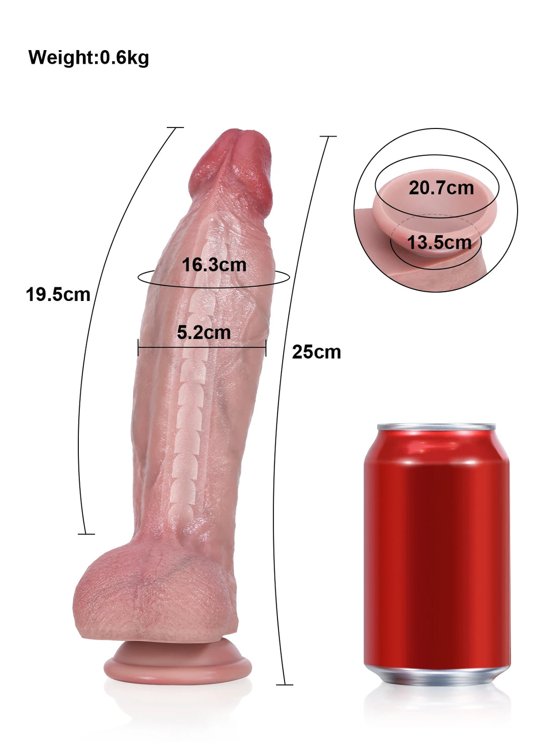 Liam - Realistische Lange en Dikke Dildo met Flexibele Metalen Keel - 25 cm