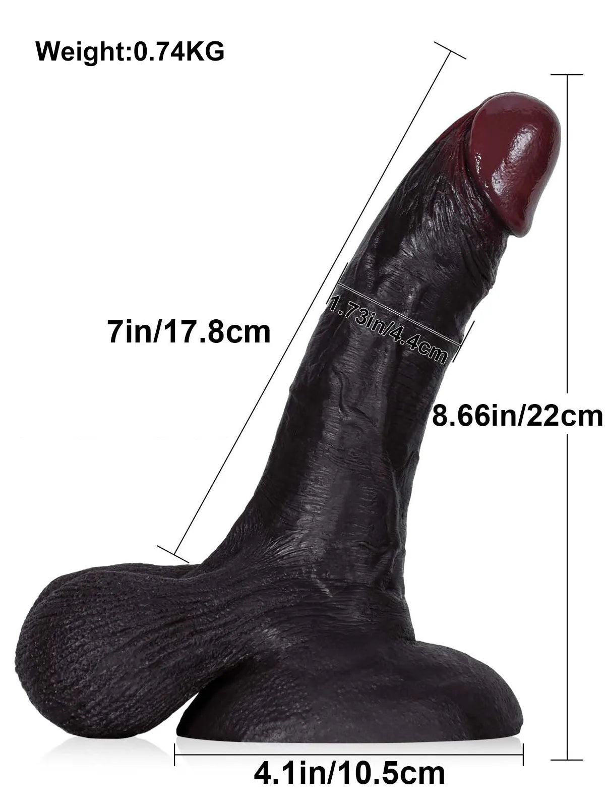 Loek - Zwarte Realistische Dildo met Beweegbare Ballen - 22 cm