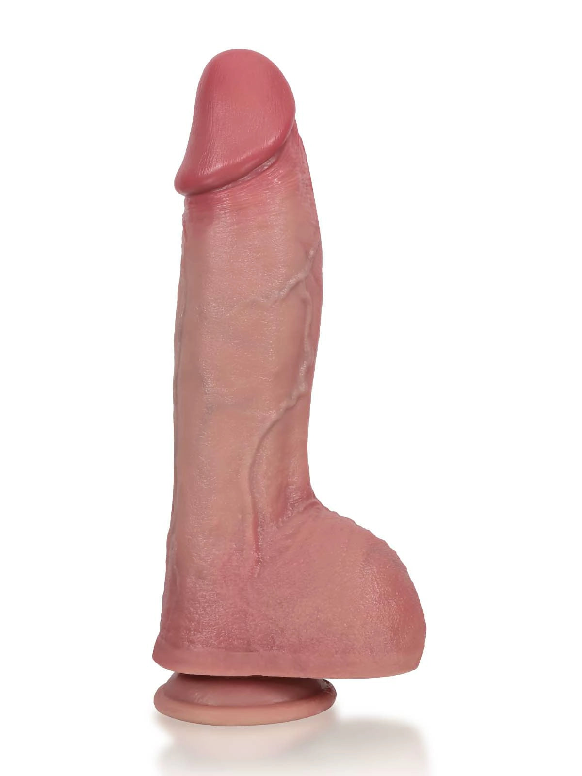 Mars - Vibrerende Stotende Dildo met Kromming en Geplooide Balzak - 27 cm