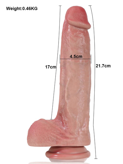 Leon - Realistische Dubbel-Density Dildo met Metalen Kern - 21,7cm