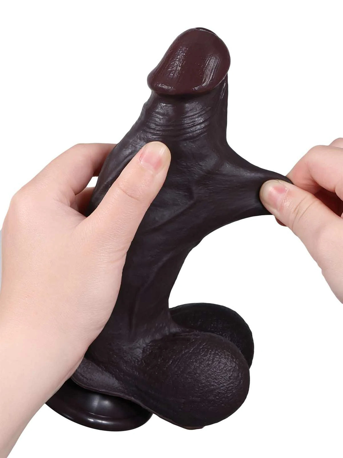 Michiel - Zwarte Realistische SlidingSkin Dildo met Natuurlijke Aders - 20,3 cm