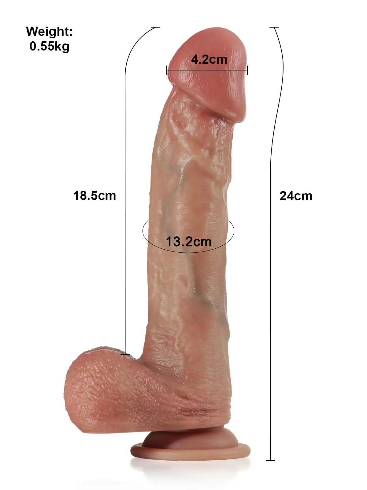 Mike - Stotende &amp; Verwarmende Realistische Dildo - 24 cm