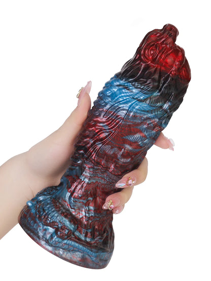 Flexibele Rood &amp; Blauw Monster Dildo