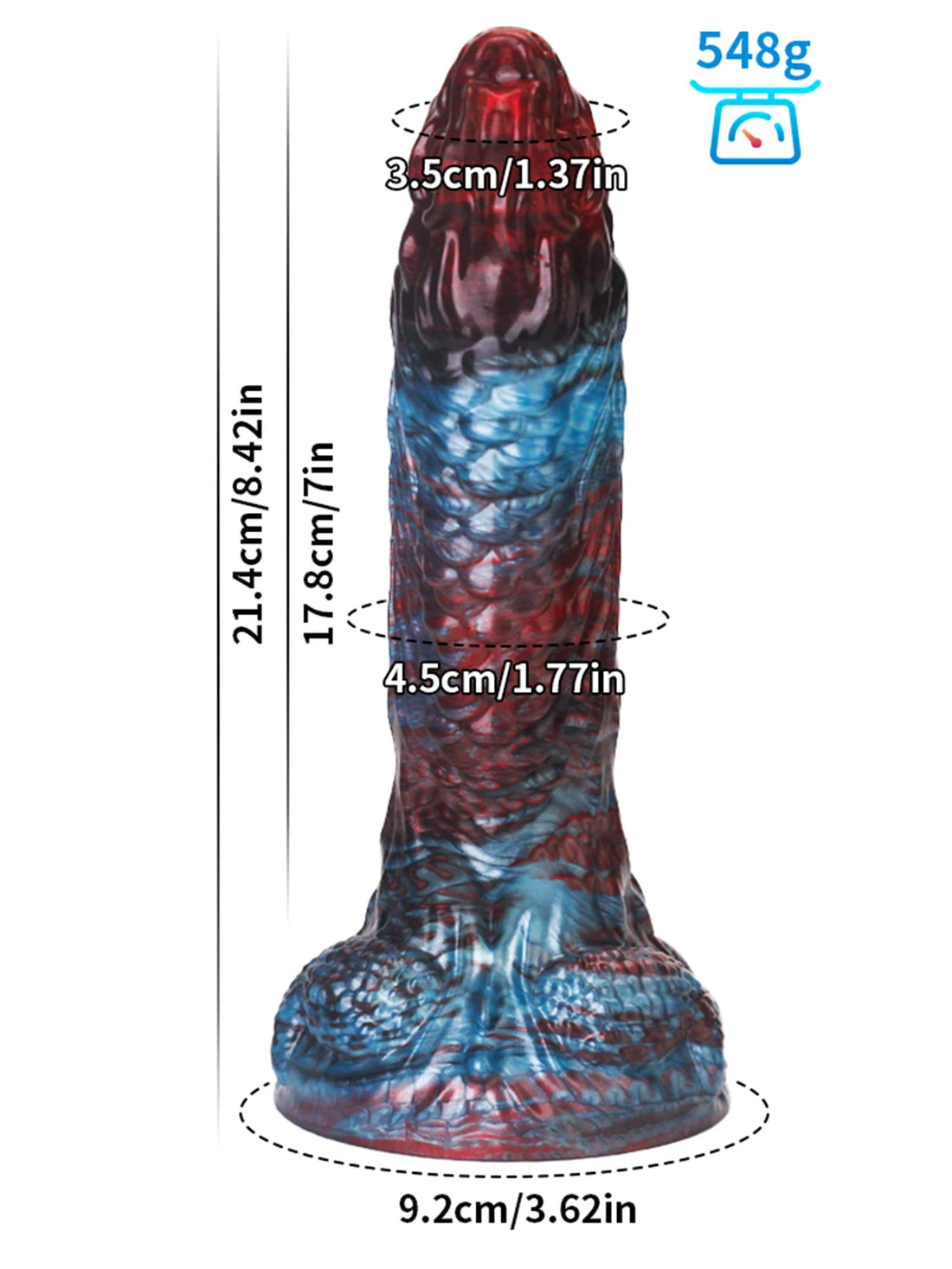 Flexibele Rood &amp; Blauw Monster Dildo