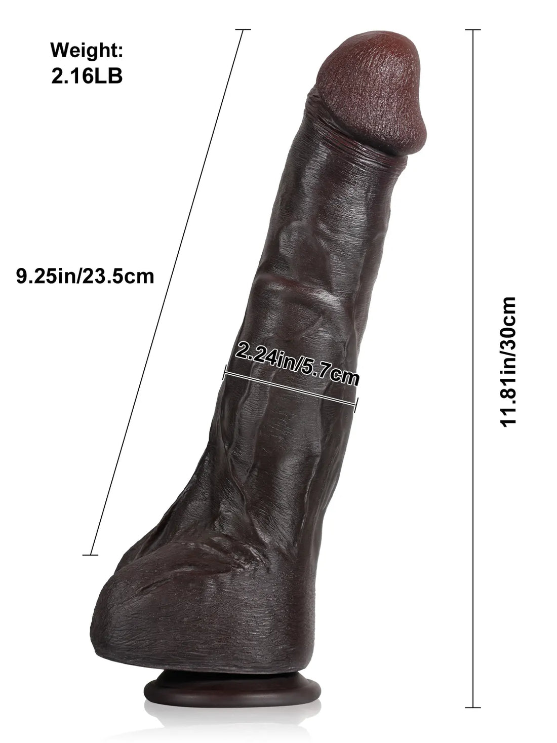 Olaf - Extra Lange Realistische Zwarte Dildo - 30 cm