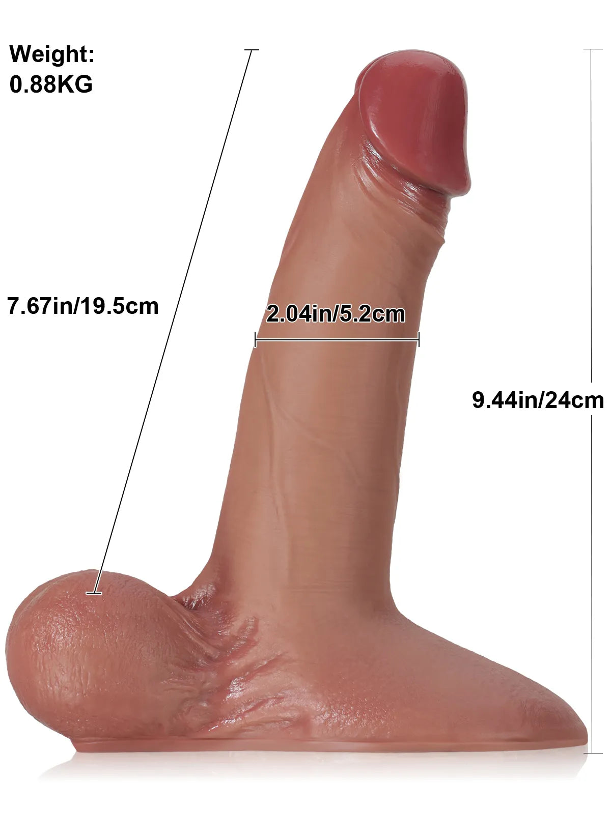 Patriot - Realistische Sliding Skin Dildo met Vac-U-Lock en Zuignap, Zwart - 24 cm