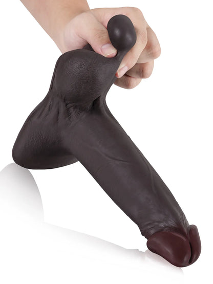 Patriot - Realistische Sliding Skin Dildo met Vac-U-Lock en Zuignap, Zwart - 24 cm