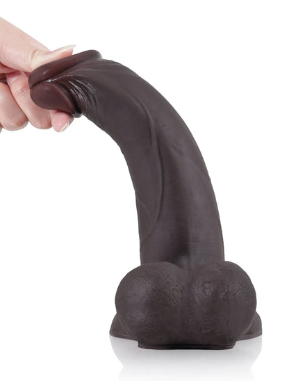 Patriot - Realistische Sliding Skin Dildo met Vac-U-Lock en Zuignap, Zwart - 24 cm