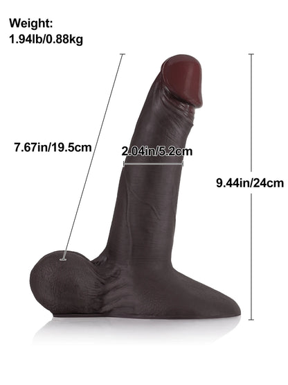 Patriot - Realistische Sliding Skin Dildo met Vac-U-Lock en Zuignap, Zwart - 24 cm