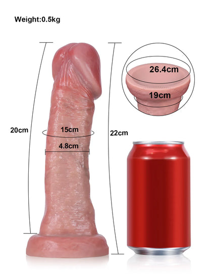 Remco - Dikke Realistische Dildo zonder Testikels met Dorsale Richel - 22 cm