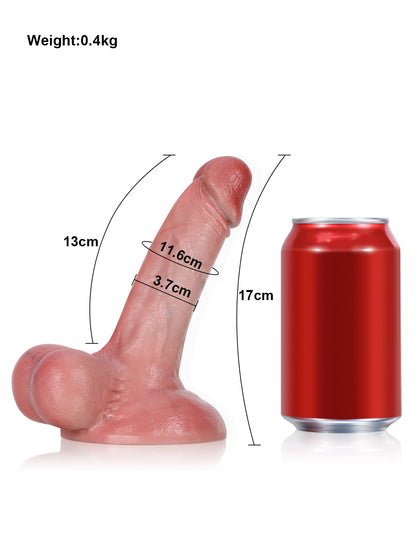 René - Compacte Realistische Dildo met Testikels voor Beginners - 17 cm