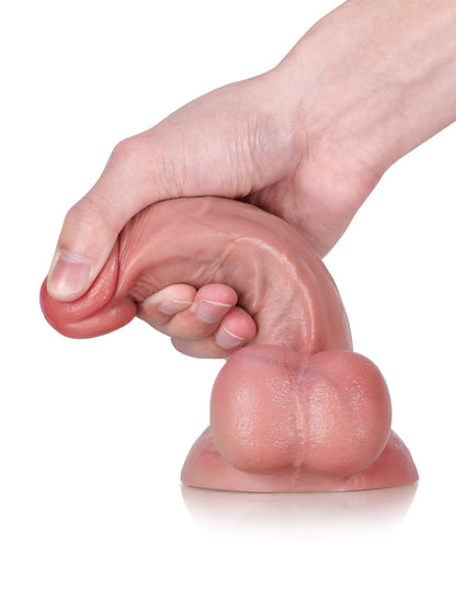 René - Compacte Realistische Dildo met Testikels voor Beginners - 17 cm