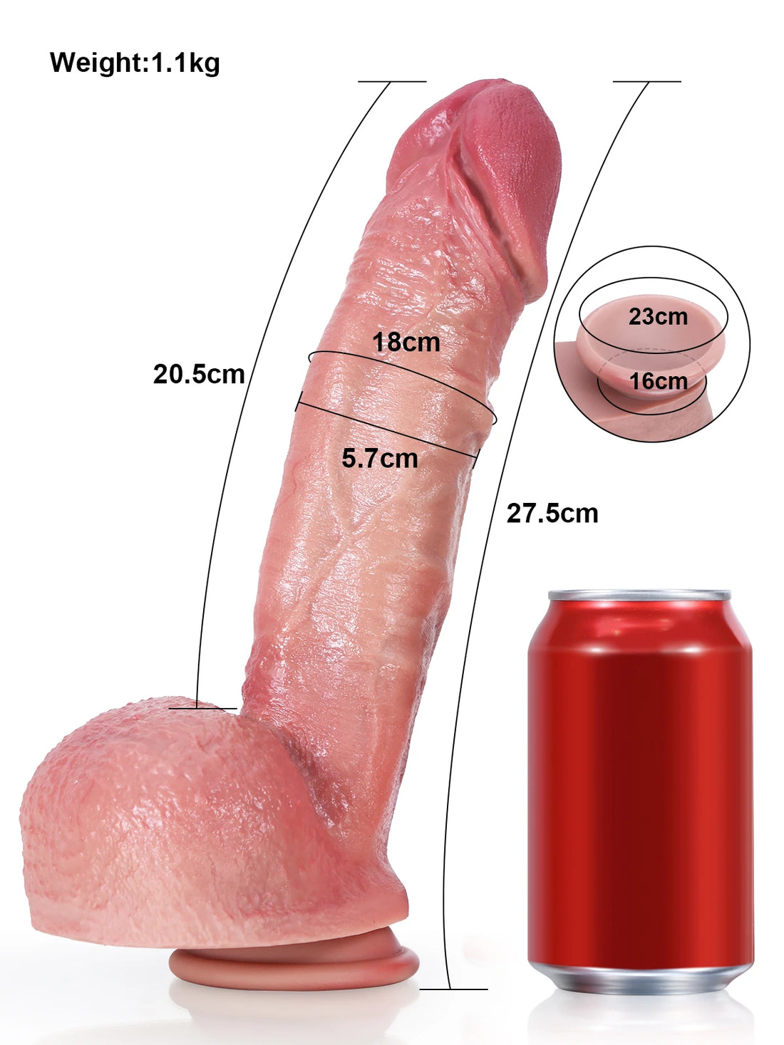 Rick - Grote Ultrarealistische Dildo met Balzak en Buigbare Metalen Kern - 27,5 cm