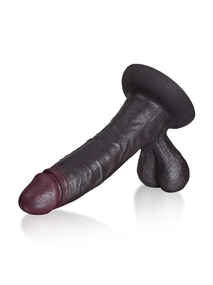 Rogan - Zwarte Realistische Dildo met Dual Density en Oscillerende Balzak - 23 cm