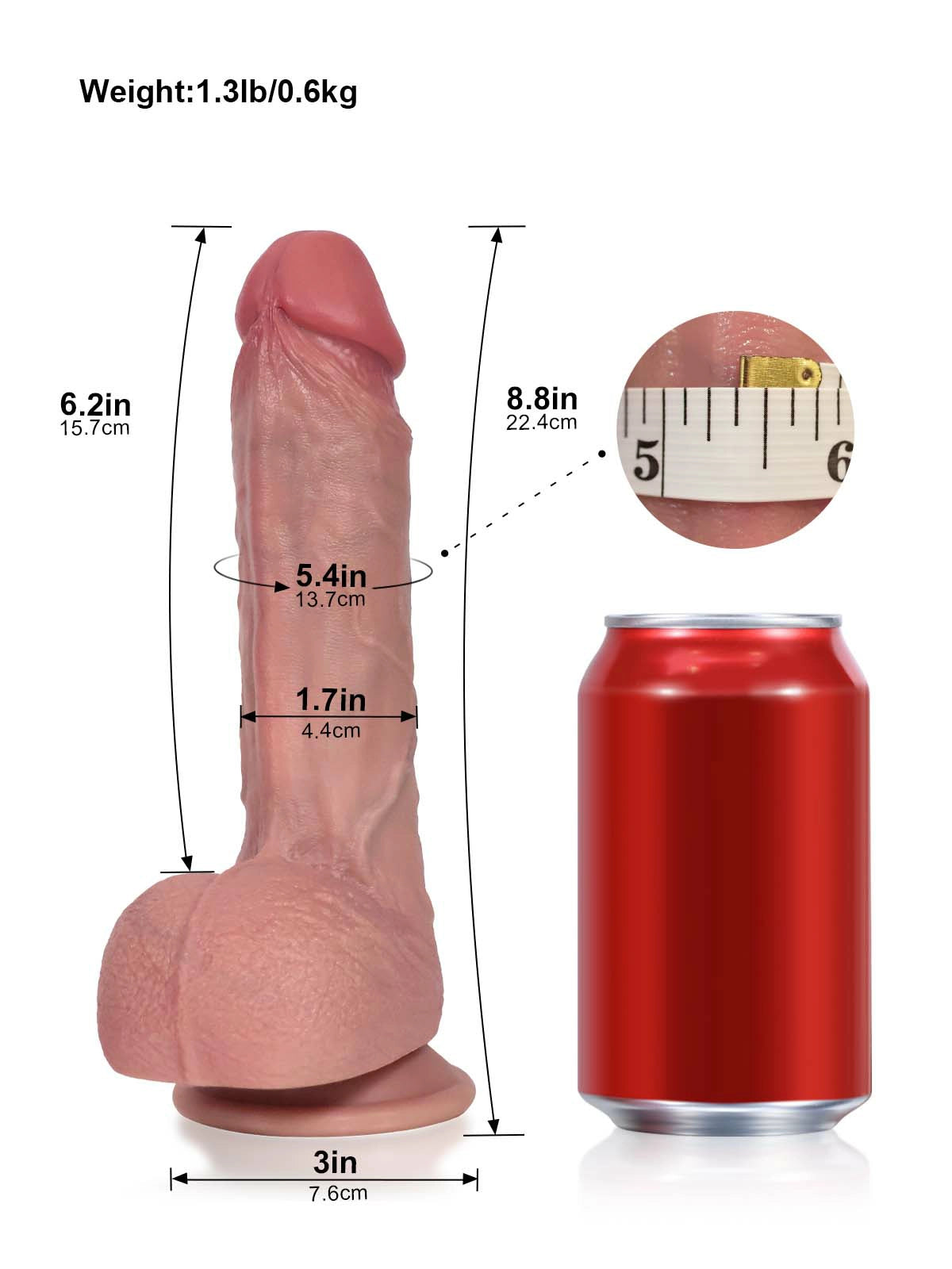 Romon - Vibrerende Stotende Dildo met 9 Standen en Coronale Richel - 22,4 cm