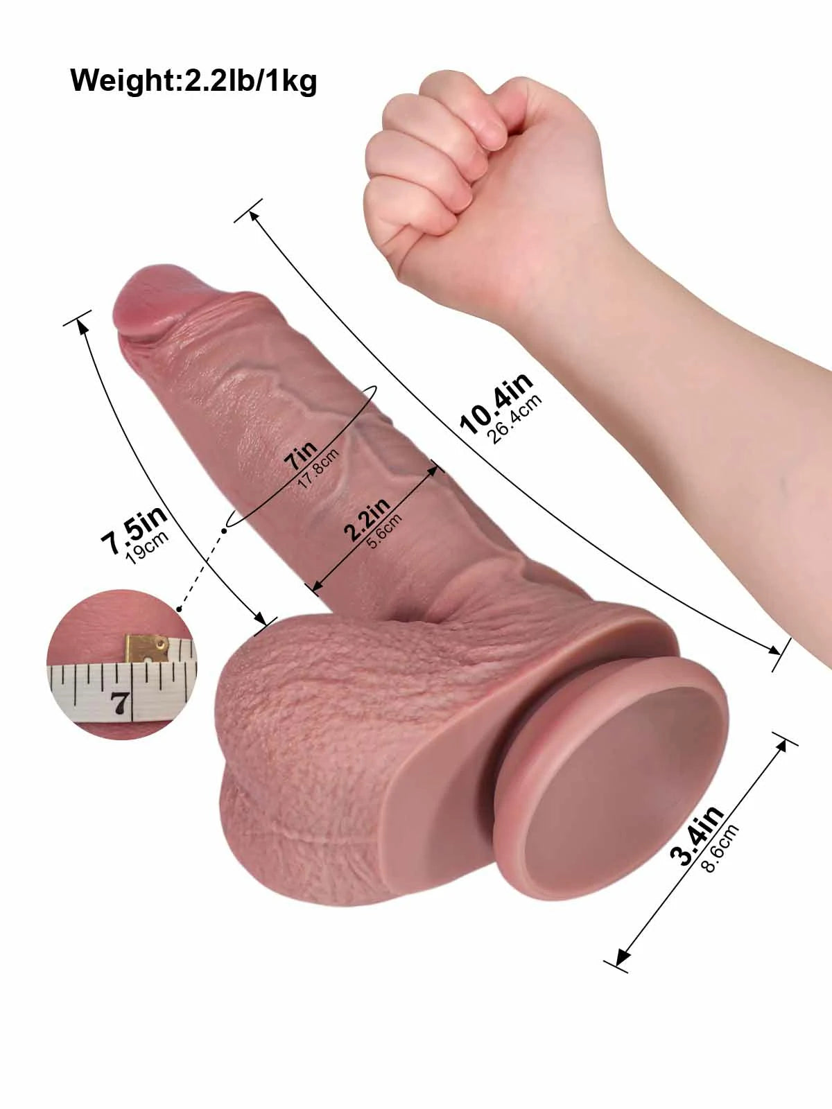 Ronald - SlidingSkin Onbesneden Dildo met Hangende Ballen - 26,4 cm