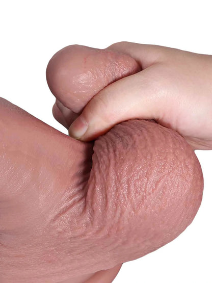 Ronald - SlidingSkin Onbesneden Dildo met Hangende Ballen - 26,4 cm