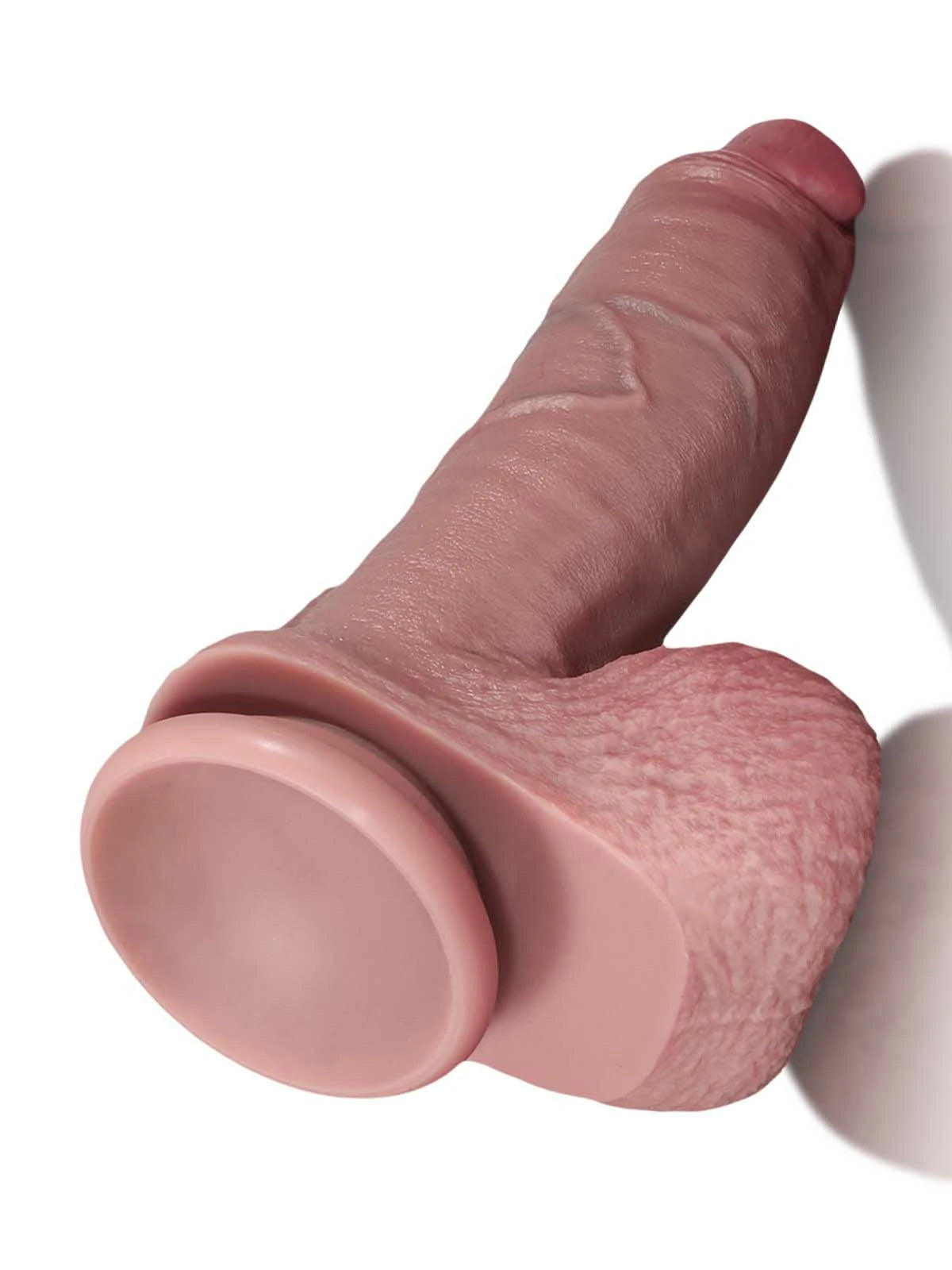 Ronald - SlidingSkin Onbesneden Dildo met Hangende Ballen - 26,4 cm