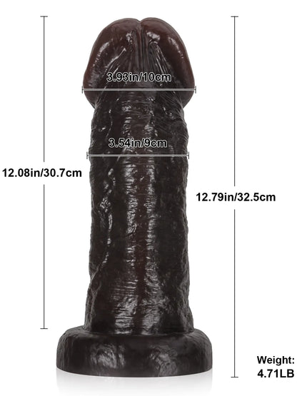 Ruben - Extreem Groot Zwarte Anaaldildo - 32,5 cm
