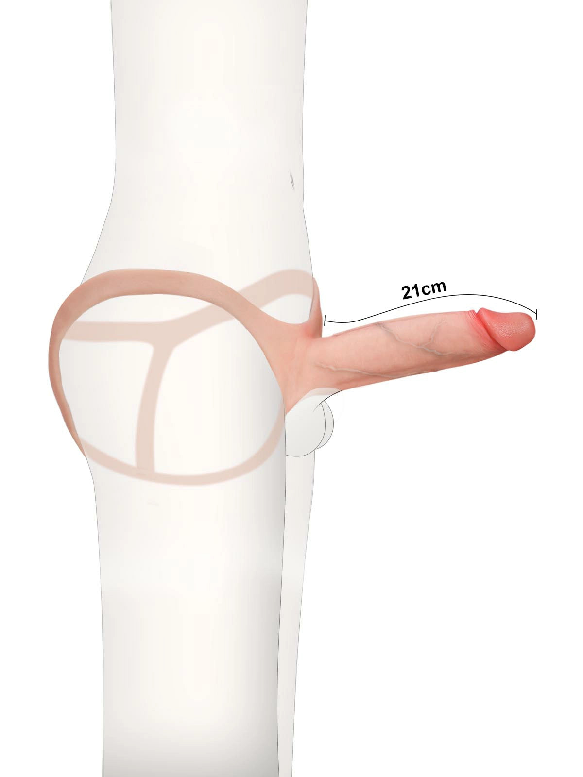Seraphine - Holle Voorbinddildo (Strap-On) · Penisverlenging &amp; Erectiehulp - 21 cm