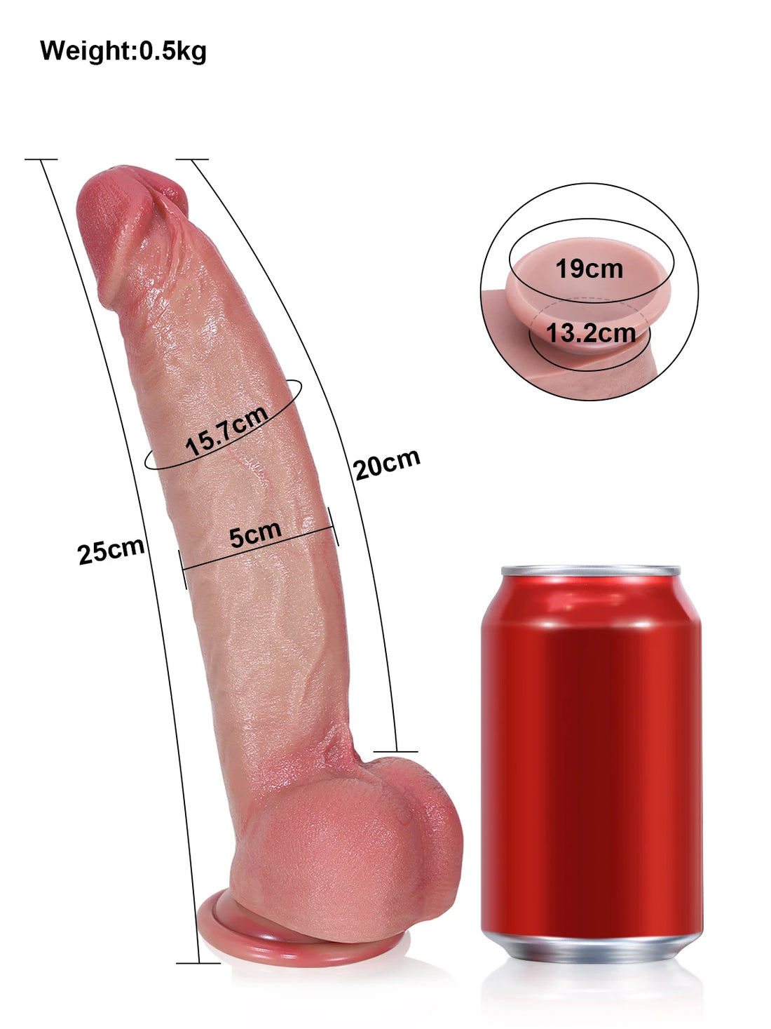 Shane - Slanke Realistische Dildo met Buigbare Metalen Kiel - 25 cm