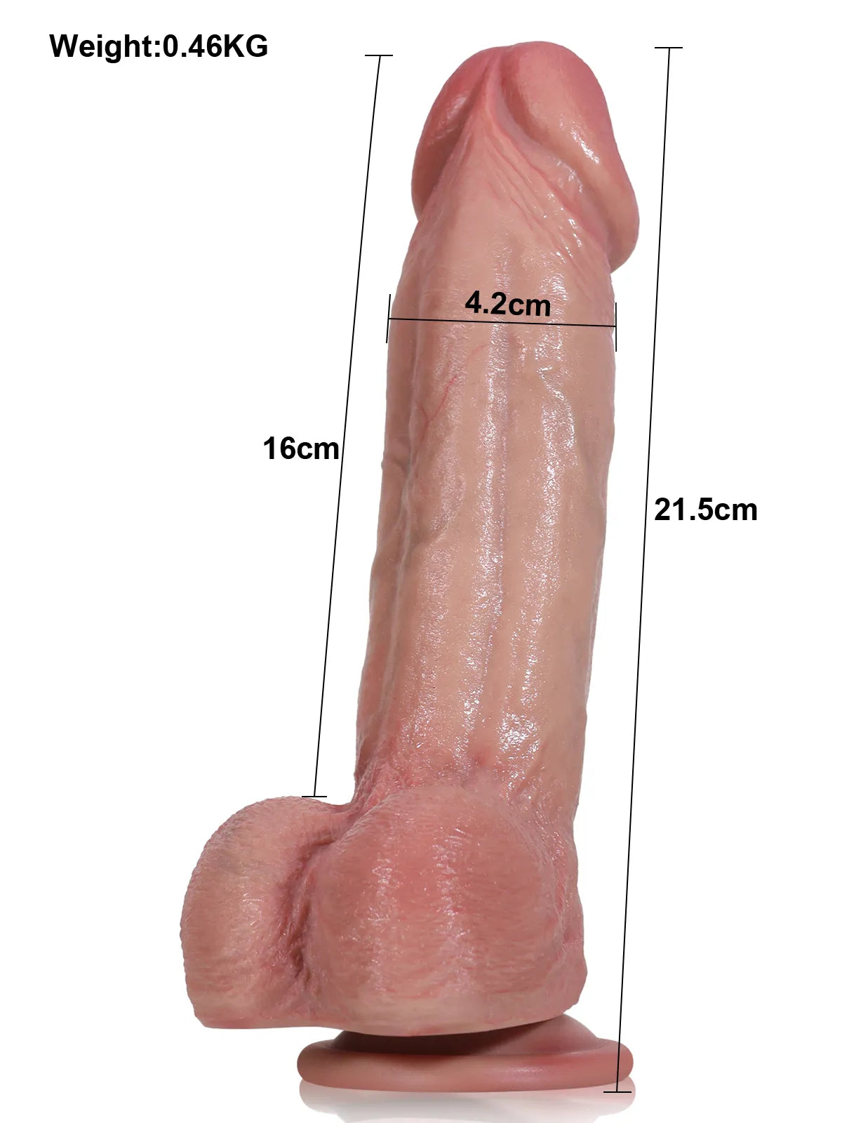 Simon - Realistische Dubbel-Density Siliconen Dildo met Metalen Ruggengraat - 21,5 cm