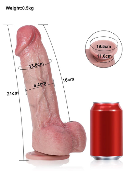 Simon - Realistische Dubbel-Density Siliconen Dildo met Metalen Ruggengraat - 21 cm