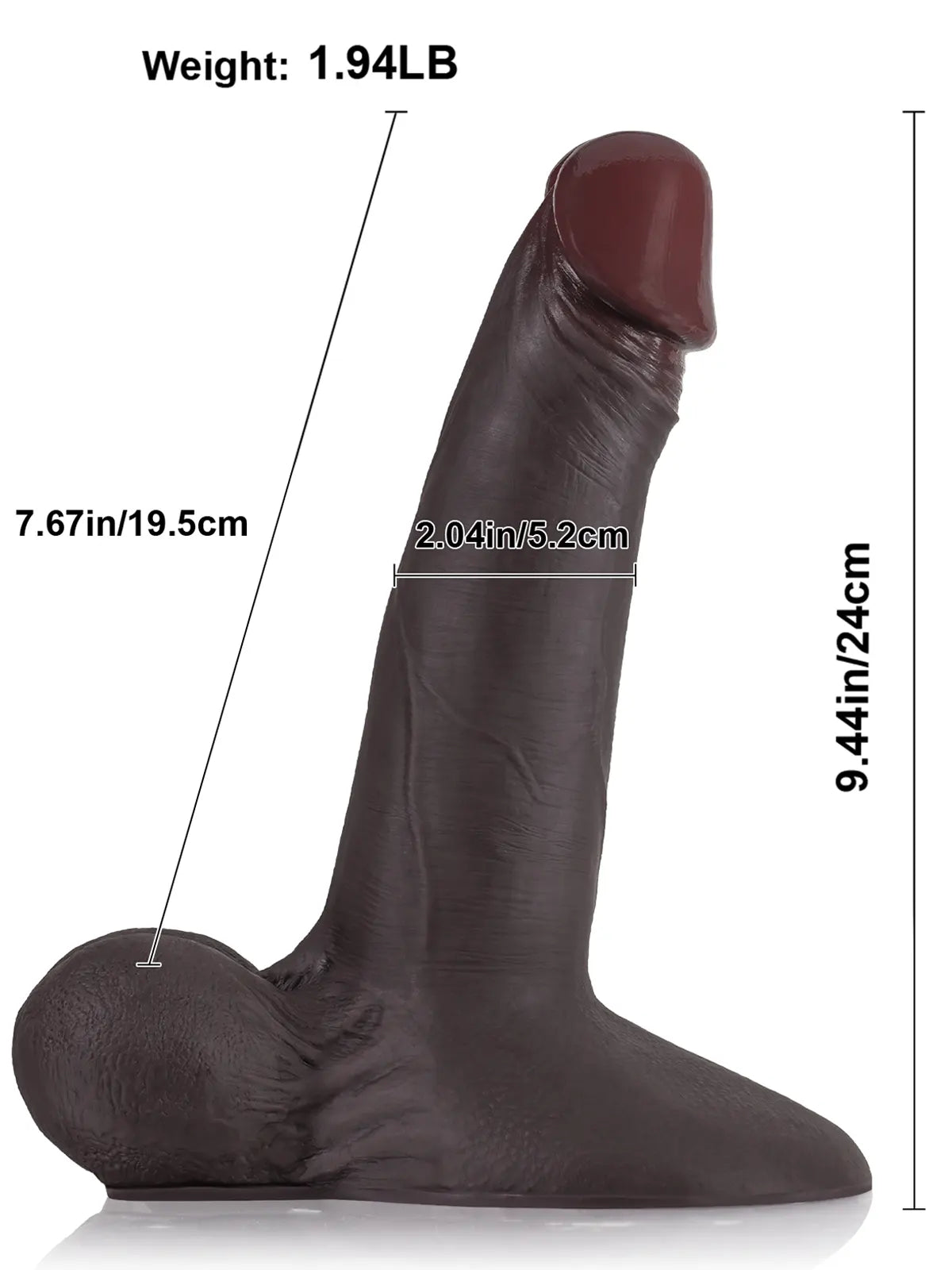 Ewout - Realistische Zwarte Dildo Met Beweegbare Ballen - 24 cm