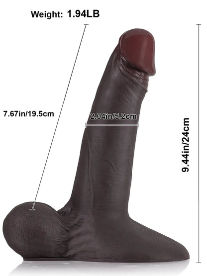 Ewout - Realistische Zwarte Dildo Met Beweegbare Ballen - 24 cm