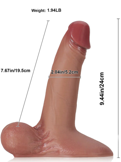 Ewout - Realistische Zwarte Dildo Met Beweegbare Ballen - 24 cm