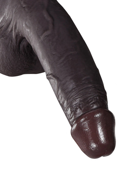 Sybren - Levensecht Zwarte Siliconen Sliding Skin Dildo - 22 cm